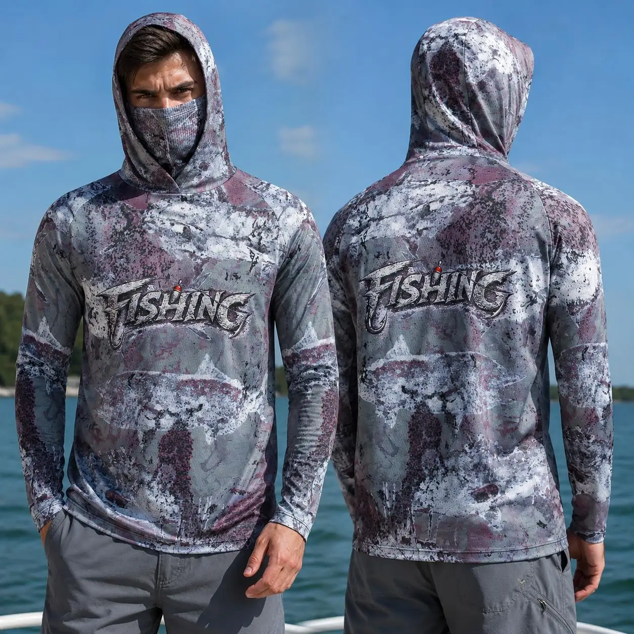 Fishing Shirt Hooded Men Fishi - Fishing Mask Sun Protection 评论和价格