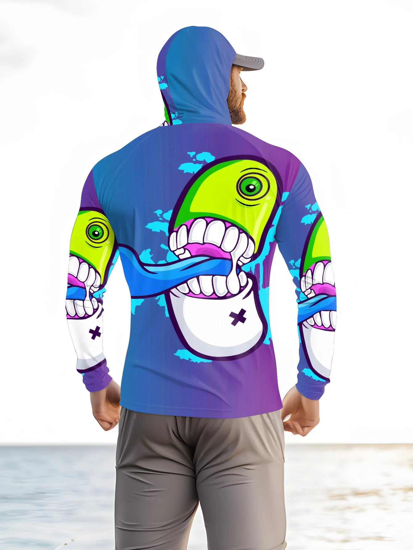 Men Cartoon Monster Graffiti F - Fishing Mask Sun Protection 评论和价格