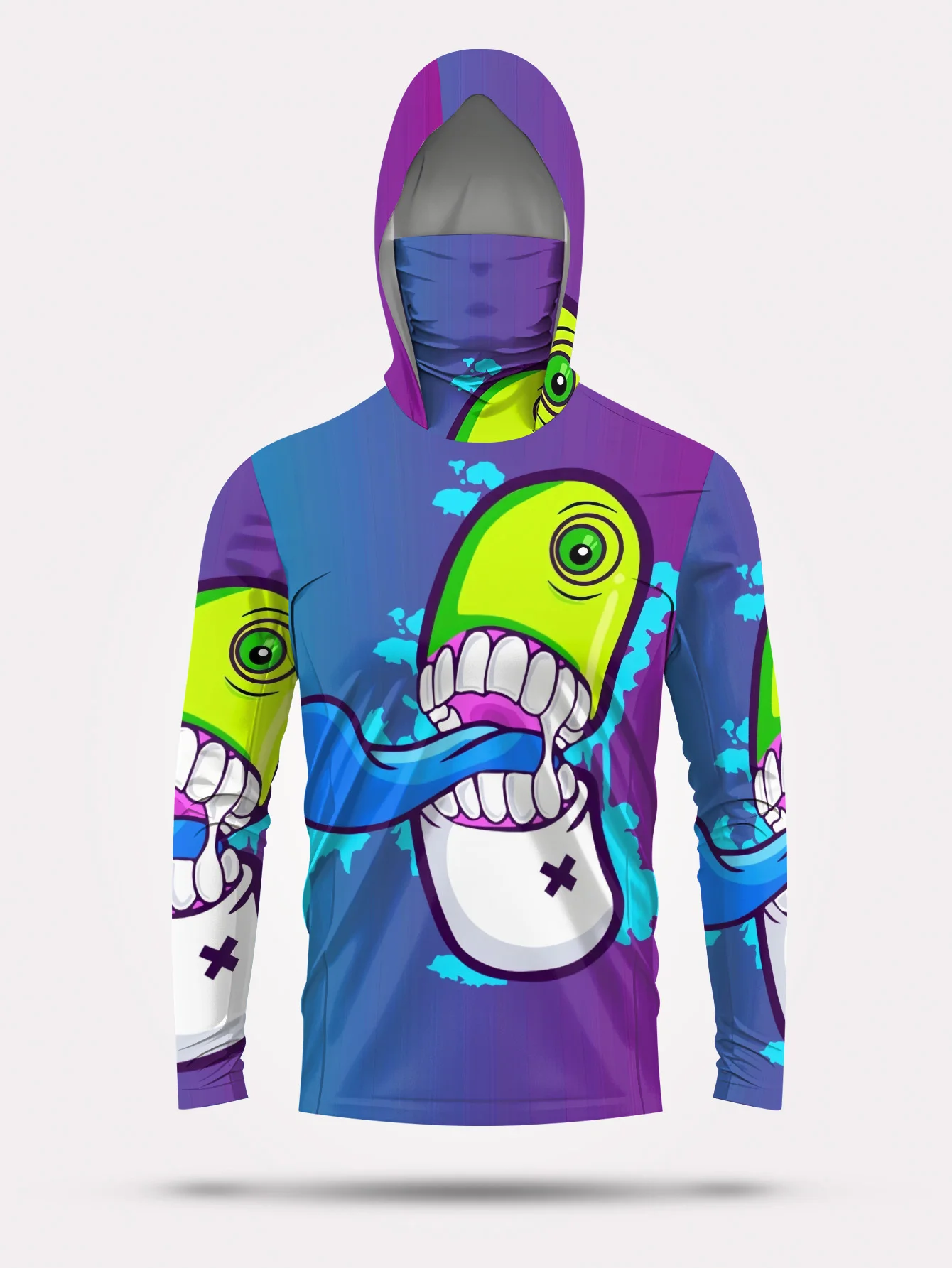 Men Cartoon Monster Graffiti F - Fishing Mask Sun Protection 评论和价格