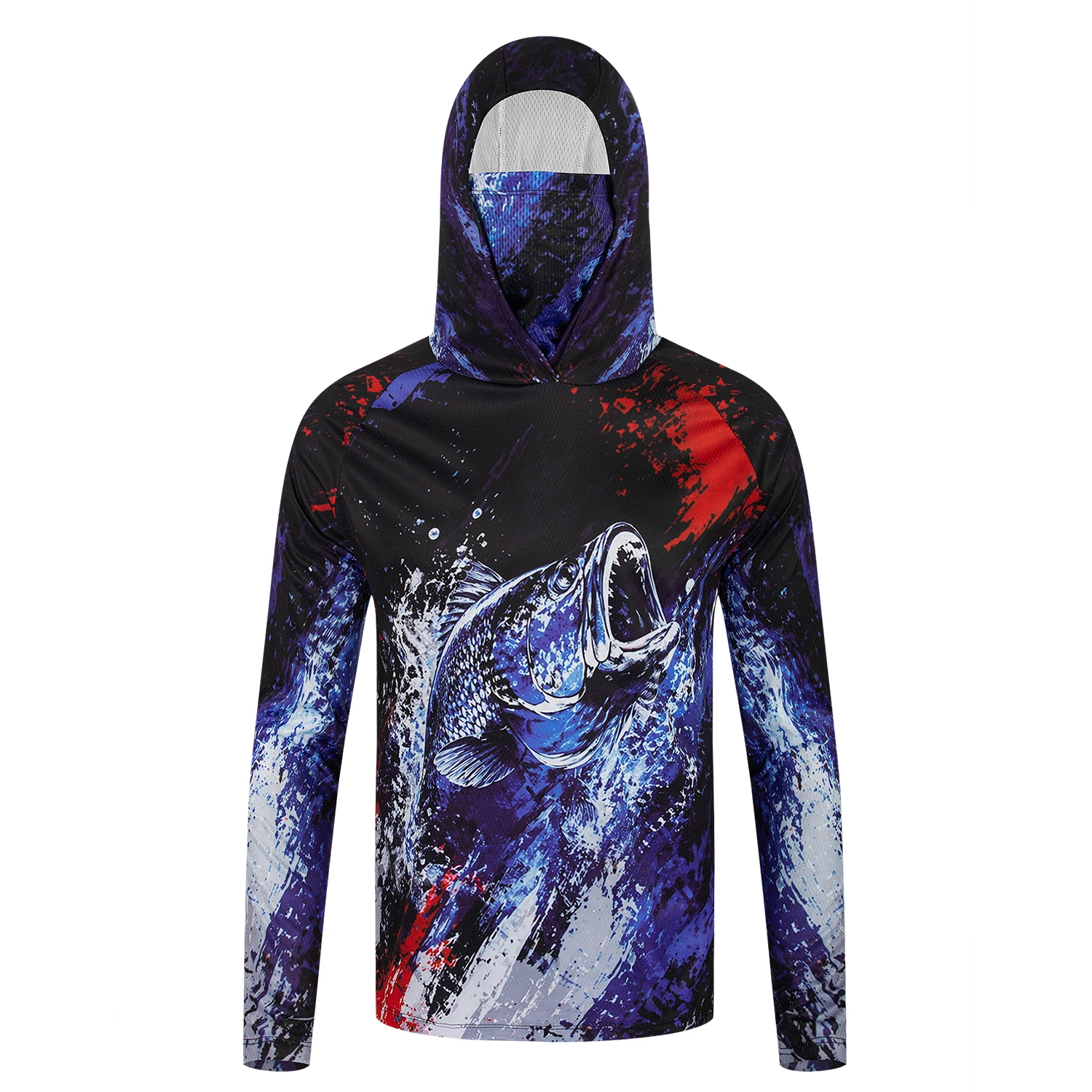 Men UPF50+ Fishing Hoodie with - Fishing Mask Sun Protection 评论和价格