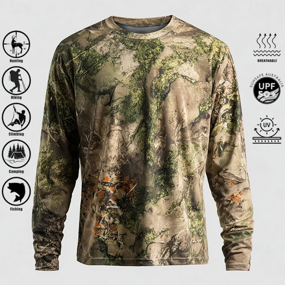 Men Long Sleeve T-shirt Polyes - Fishing Shirt Uv Protection 评论和价格
